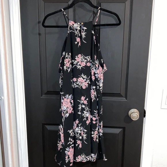 Mauve Floral Spaghetti Strap Ruffle Mini Dress - Picture 4 of 6